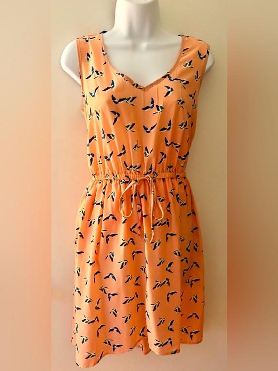 BeBop Dresses & Skirts - BeBop Orange Summer Dress with Navy Bird Motif